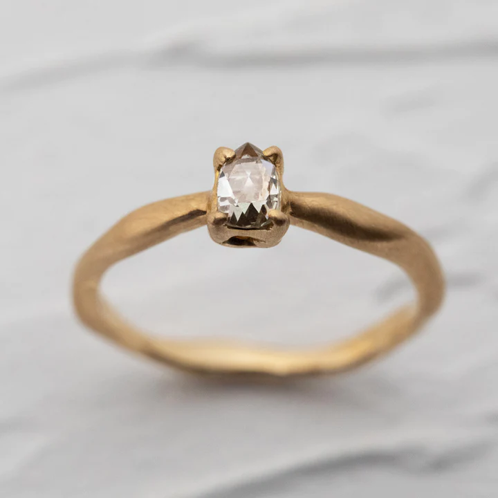 Ring with Rosecut Pearshape Diamond