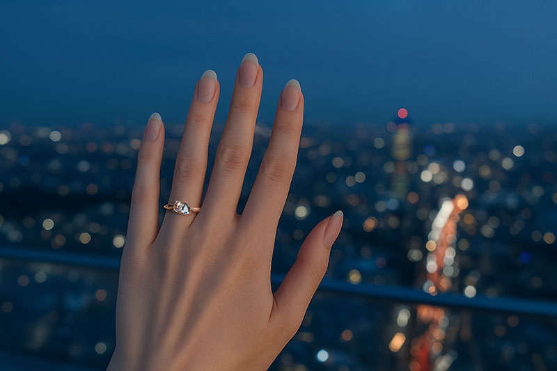 City lights from Shibuya Sky observation deck at blue hour